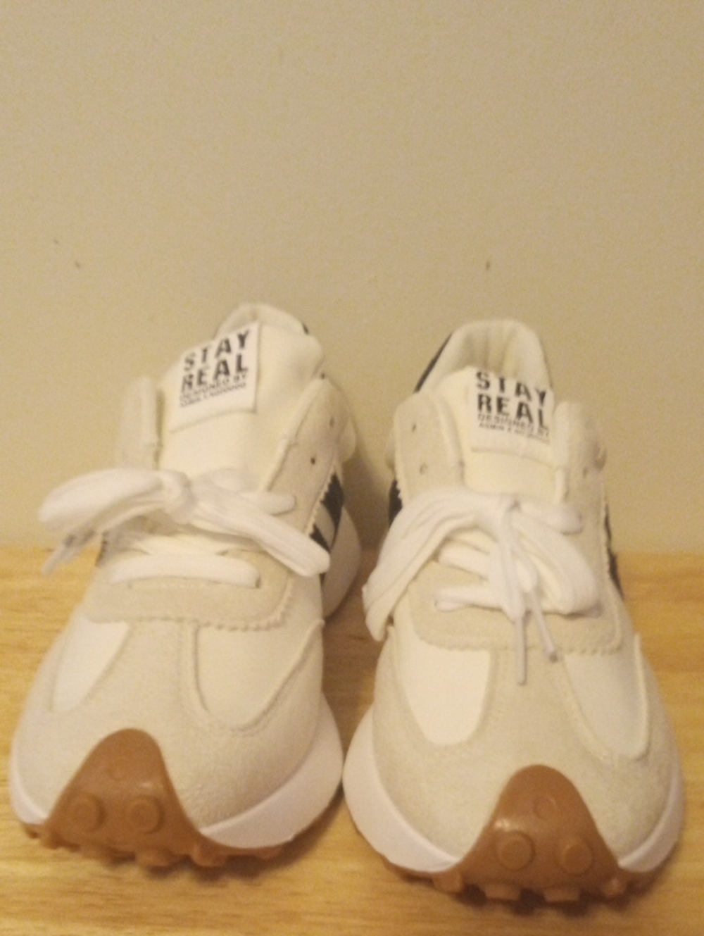 Kids' White & Tan Casual Sneakers